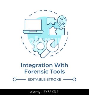 Integration with forensic tools soft blue concept icon Stock Vector