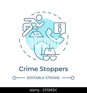 Crime stoppers soft blue concept icon Stock Vector