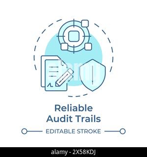 Reliable audit trials soft blue concept icon Stock Vector