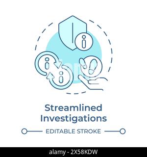 Streamlined investigations soft blue concept icon Stock Vector