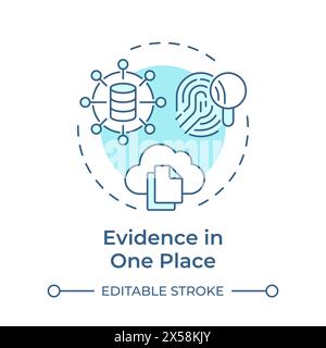 Evidence in one place soft blue concept icon Stock Vector