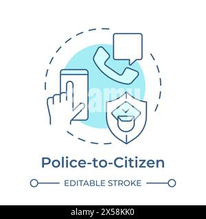 Police to citizen soft blue concept icon Stock Vector