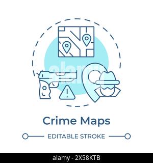 Crime maps soft blue concept icon Stock Vector