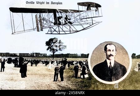 Wright, Orville, 19.8.1871 - 30.1.1948, American aviation pioneer, portrait and in the aircraft, ADDITIONAL-RIGHTS-CLEARANCE-INFO-NOT-AVAILABLE Stock Photo