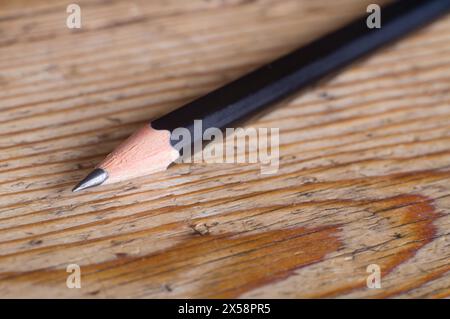 Close up of lead pencil and sharpened point Stock Photo