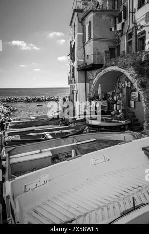 Magic of the Cinque Terre. Timeless images. Riomaggiore and its bright colours. Stock Photo