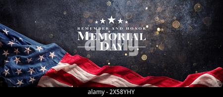Memorial day background. Remember and Honor with American flag Stock ...
