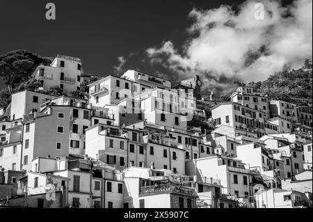 Magic of the Cinque Terre. Timeless images. Riomaggiore and its bright colours. Stock Photo