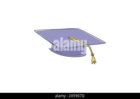Graduation cap icon one line drawing minimalist simple vector ...