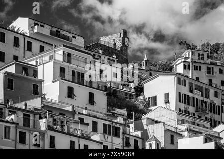 Magic of the Cinque Terre. Timeless images. Riomaggiore and its bright colours. Stock Photo