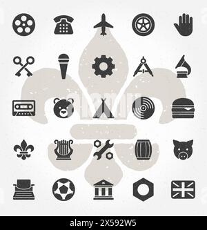 Retro Hand Drawn Logos Design Elements. Logos Icons, Logos Symbols, Vector Elements, Logo Objects, Signs and Symbols Vintage Logotypes, Business signs Stock Vector