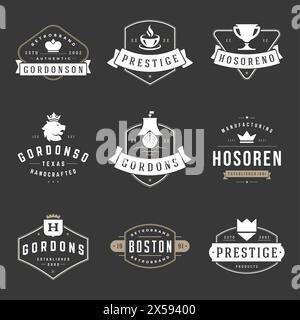 Vintage Logos Design Templates Set. Vector design elements, Logo Elements, Logo symbols, Logo Icons, Logo Vector, Symbols Design, Retro Logos. Lion Lo Stock Vector
