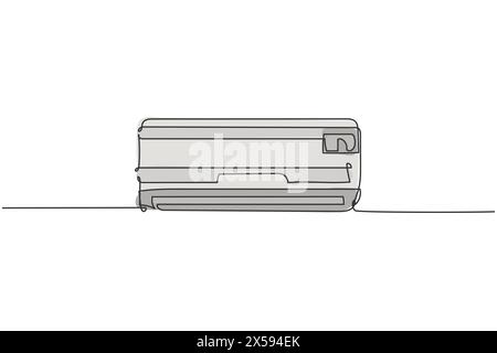 Single continuous line drawing of wall air conditioner household utensil. Electronic living room home appliance concept. Modern one line draw design g Stock Vector