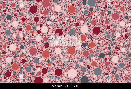Hexagon terrazzo marble stone tile or terazzo honeycomb mosaic for floor pattern, vector texture. Terazo pattern background of geometric hexagon shape stones or ceramic marble pieces in red and pink Stock Vector