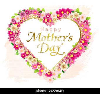 Mother's Day cute postcard. Gift card design. Happy Mother's Day wishes decorative template. Social media poster. Network timeline stories with floral Stock Vector