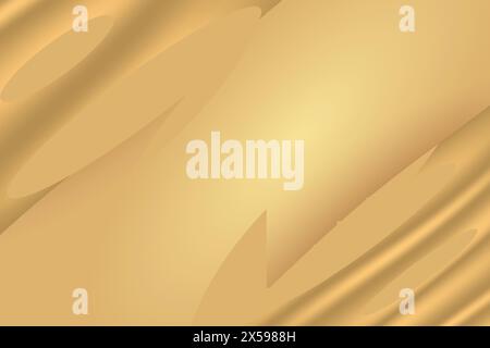 Vector texture of silk, satin, drapery fabric on luxurious background. Portiere, curtain material gold color. Stock Vector