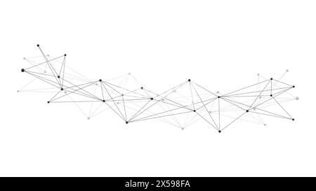 Connecting dots and lines. Abstract geometric plexus style background. Hand drawn vector art Stock Vector