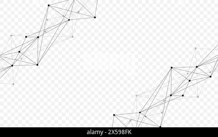 Connecting dots and lines. Abstract geometric plexus style background. Hand drawn vector art Stock Vector
