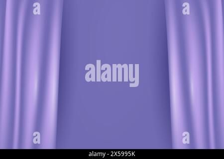 Vector texture of silk, satin, drapery fabric on luxurious background. Portiere, curtain material purple violet purple color. Stock Vector