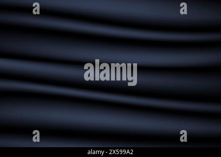 Vector texture of silk, satin, drapery fabric on luxurious background. Smooth shiny drape material in black color. Stock Vector