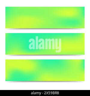 Smooth abstract blurred gradient green banners set. Abstract Creative multicolored background. Vector illustration Stock Vector