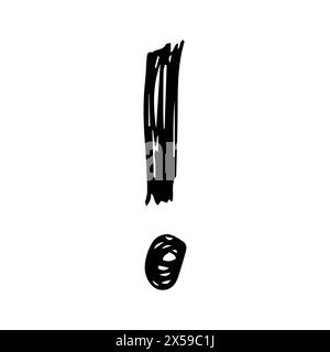 Hand drawn exclamation mark symbol. Black sketch exclamation mark symbol on white background. Vector illustration Stock Vector