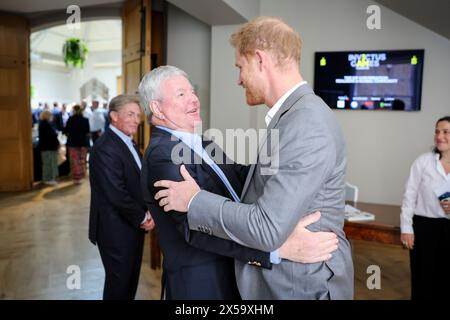 London, UK. 07th May, 2024. LONDON, ENGLAND - MAY 07: Sir Keith Mills GBE DL and Prince Harry, The Duke of Sussex, Patron of the Invictus Games Foundation during The Invictus Games Foundation Conversation titled 'Realising a Global Community' at the Honourable Artillery Company on May 07, 2024 in London, England. The event marks 10 years since the inaugural Invictus Games in London 2014 (Photo by Chris Jackson/Getty Images for The Invictus Games Foundation via Credit: Sipa USA/Alamy Live News Stock Photo
