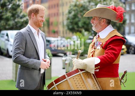London, UK. 07th May, 2024. LONDON, ENGLAND - MAY 07: Prince Harry, The Duke of Sussex, Patron of the Invictus Games Foundation speaks with Pikemen and Musketeers during The Invictus Games Foundation Conversation titled 'Realising a Global Community' at the Honourable Artillery Company on May 07, 2024 in London, England. The event marks 10 years since the inaugural Invictus Games in London 2014 (Photo by Chris Jackson/Getty Images for The Invictus Games Foundation via Credit: Sipa USA/Alamy Live News Stock Photo