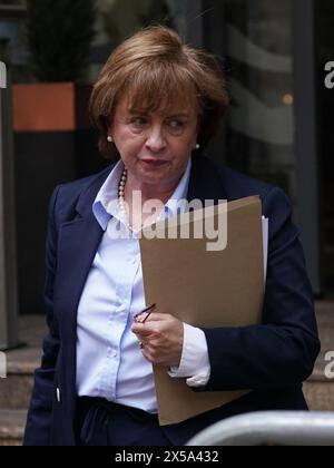 Diane Dodds, former minister for the Economy of Northern Ireland, leaving the Clayton Hotel in Belfast after giving evidence to the UK Covid-19 inquiry hearing. Picture date: Wednesday May 8, 2024. Stock Photo