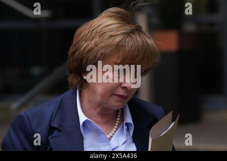 Diane Dodds, former minister for the Economy of Northern Ireland, leaving the Clayton Hotel in Belfast after giving evidence to the UK Covid-19 inquiry hearing. Picture date: Wednesday May 8, 2024. Stock Photo