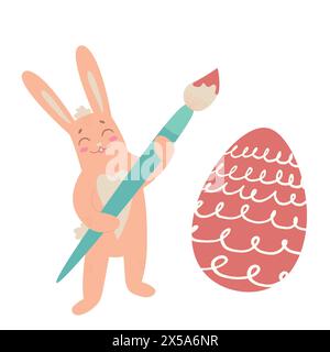 Bunny with Big Easter Egg Coloring Page for Kids Stock Vector Image ...