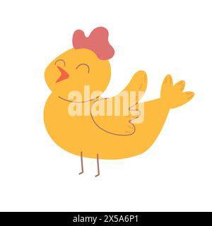 Easter little chick cartoon character isolated on white background. Trendy Easter design. Flat vector illustration for poster, icon, card, logo, label Stock Vector
