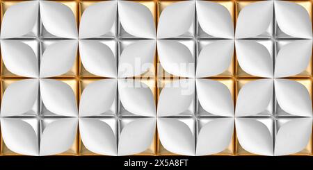 3D tiles made of white leather. High quality seamless texture. Stock Photo