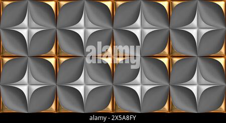 3D tiles made of white leather. High quality seamless texture. Stock Photo