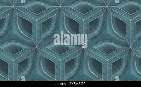 Seamless abstract geometric pattern with a marbled texture in varying shades of gray, creating a sophisticated and modern backdrop Stock Photo
