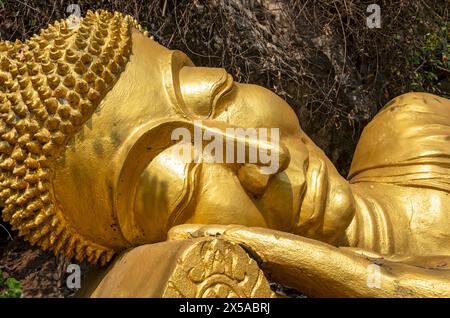 Reclining Buddha statue, Phousi or Phu Si Hill, Luang Prabang, Laos Stock Photo