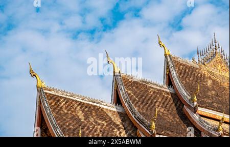 Roof of Haw Phra Bang pavilion, Royal Palace, Luang Prabang, Laos Stock Photo