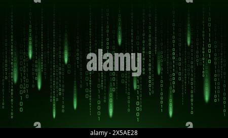 Digital Binary Code Background in Green for Tech Designs Stock Vector