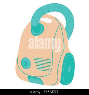 Illustration of vacuum cleaner. Vector icon of room cleaning equipment on white background. Flat vector illustration for poster, icon, card, logo, lab Stock Vector