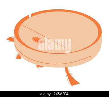 Robot vacuum cleaner. Smart robotic household appliance for cleaning. Isometric. Vector illustration isolated on white background. Flat vector illustr Stock Vector