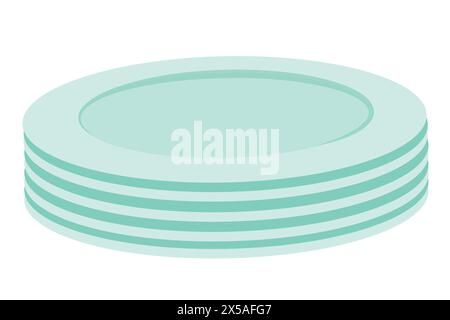 Stack of plates illustration. Flat vector element isolated on white background. Element for print, banner, card, brochure, logo, menu Stock Vector