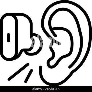 Wireless headphones vector outline icon for web design isolated on white background. Simple line illustration. Contour symbol. Stock Vector
