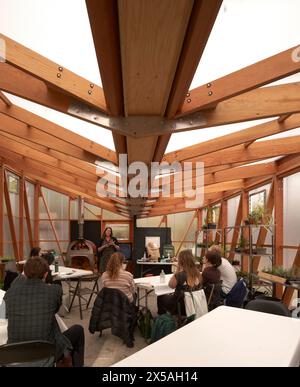 Classroom interior during teaching session. Cody Dock - The Growing Space, London, United Kingdom. Architect: Live Design Studio, 2023. Stock Photo