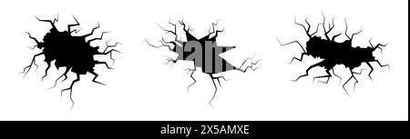 Set of cracks on white background Stock Vector