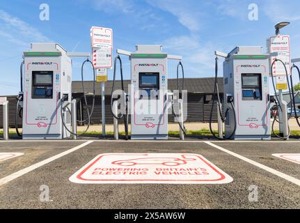 InstaVolt EV electric vehicle charging station, Suffolk. UK Stock Photo