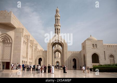 riwaq and minaret sultan qaboos grand mosque muscat oman middle east Stock Photo