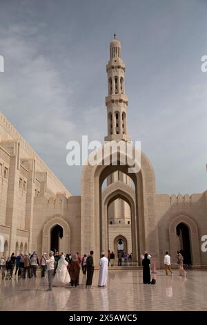 riwaq and minaret sultan qaboos grand mosque muscat oman middle east Stock Photo