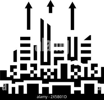 urban sprawl cyberpunk glyph icon vector illustration Stock Vector