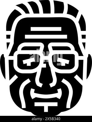 senior old man avatar glyph icon vector illustration Stock Vector