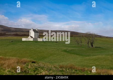Corgarff Castle is a remote Scottish castle with a star-shaped perimeter wall in the Cairngorms Highlands, Aberdeenshire, Scotland. Stock Photo